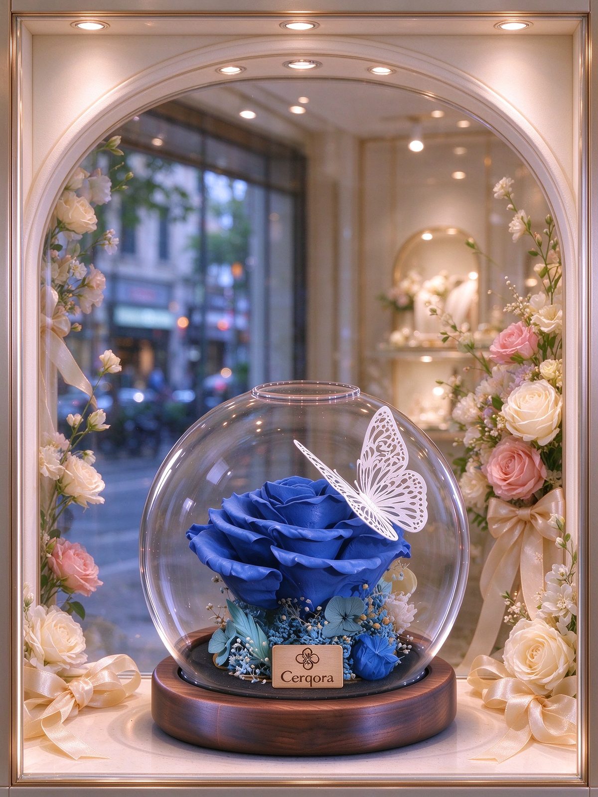 Blue glass orb, AI scene 10